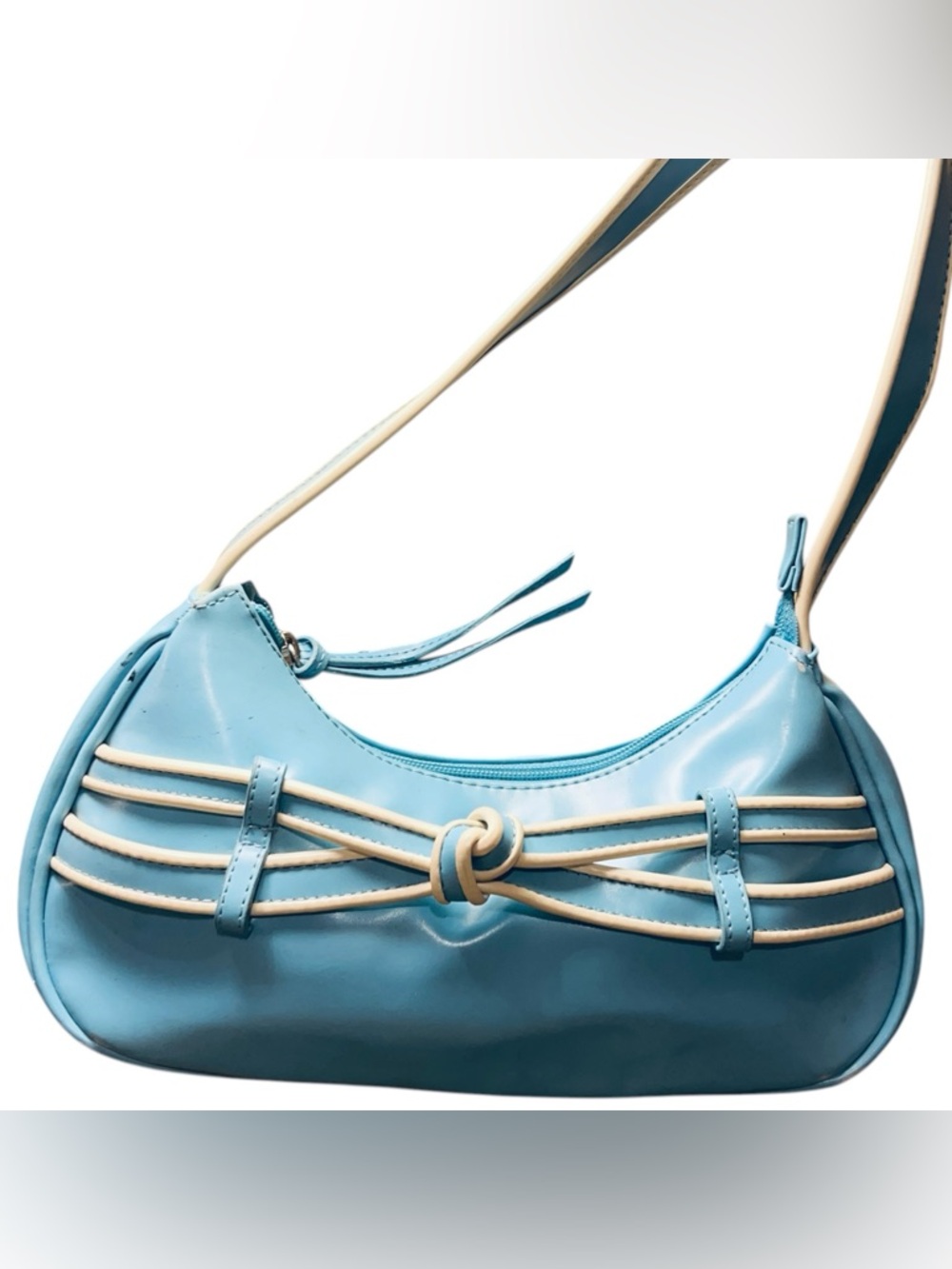 Light Blue Knot-Accent Shoulder Bag